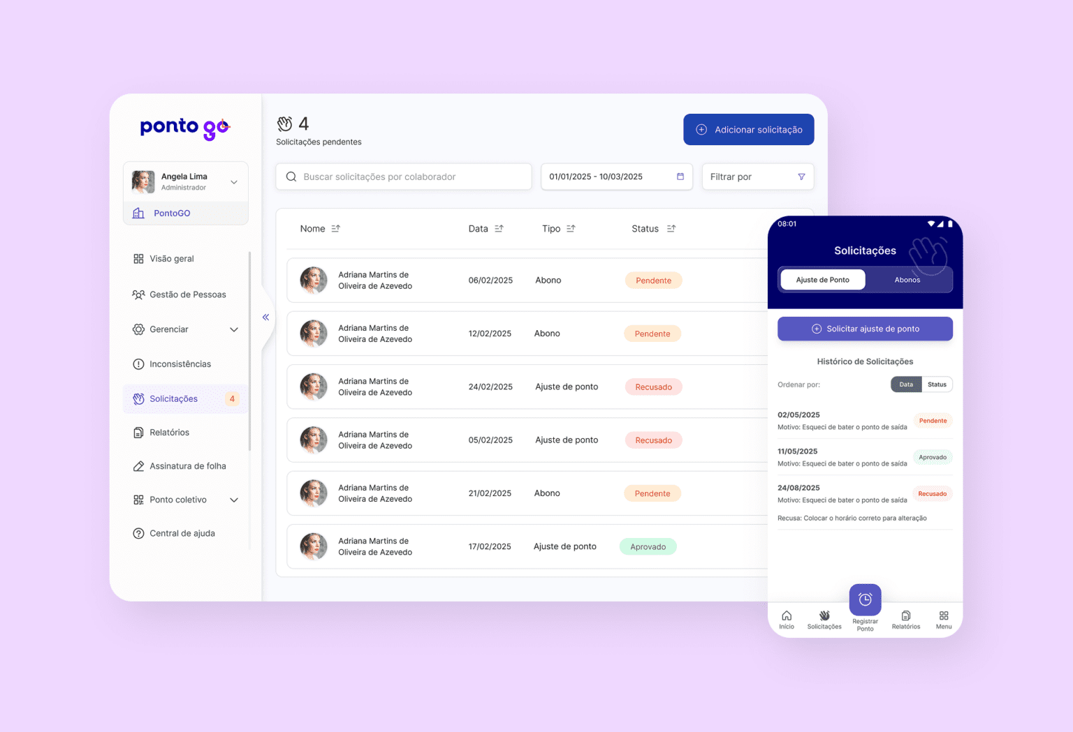 PontoGO - Sistema de registro e controle de ponto eletrônico